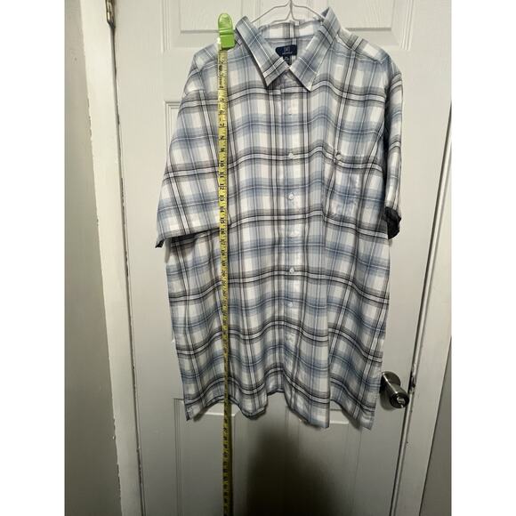 GEORGE Mens 3XL Blue And White Plaid Big And Tall Button Down Shirt NWOT. - Picture 3 of 9